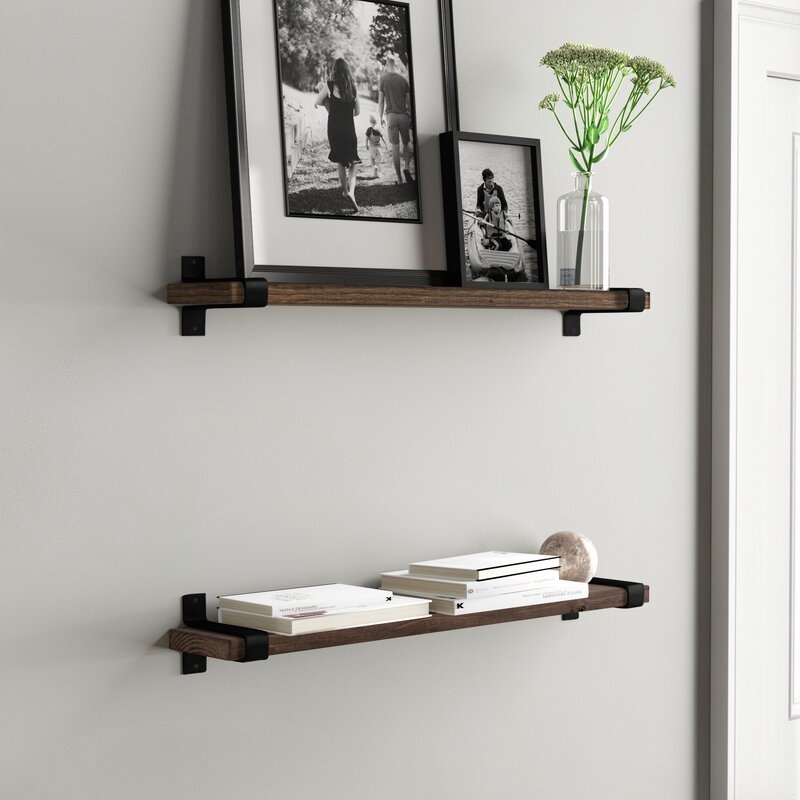 Abasi 2 Piece Pine Solid Wood Bracket Wall Shelf - Image 0