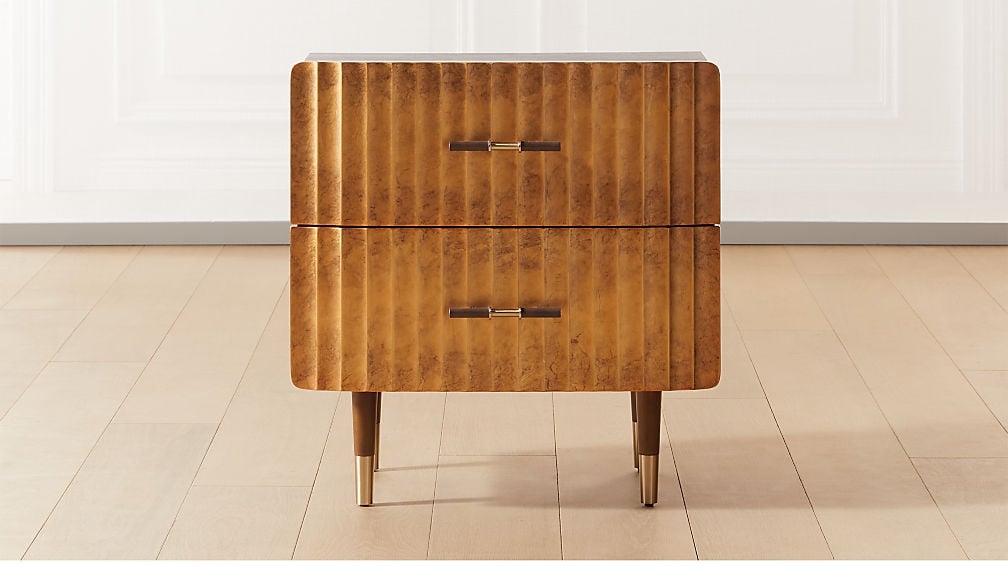 Crimped Gold Leaf Nightstand - Image 0
