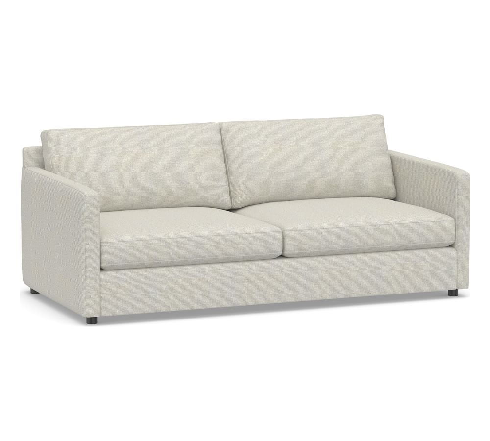 Pacifica Square Arm Upholstered Sofa 79.5", Polyester Wrapped Cushions, Performance Heathered Basketweave Dove - Image 0