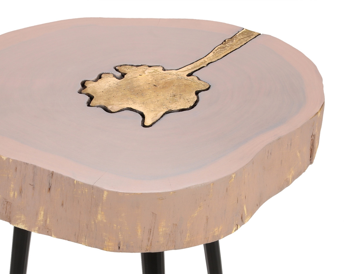 Timber Pink and Brass Side Table - Image 2