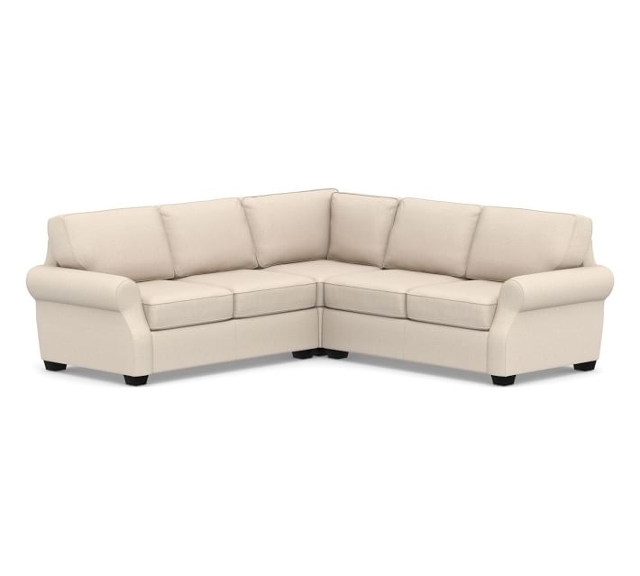 SoMa Fremont Roll Arm Upholstered 3-Piece L-Shaped Corner Sectional, Polyester Wrapped Cushions, Performance Everydaylinen(TM) Oatmeal - Image 0