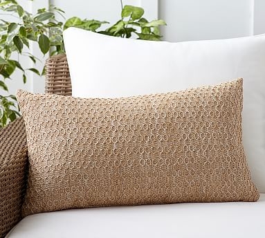 Honeycomb Faux Fiber Indoor/Outdoor Pillow, 16 x 26", Natural - Image 0