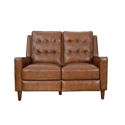 Mary Genuine Leather Reclining 52" Square Arm Loveseat - Image 0