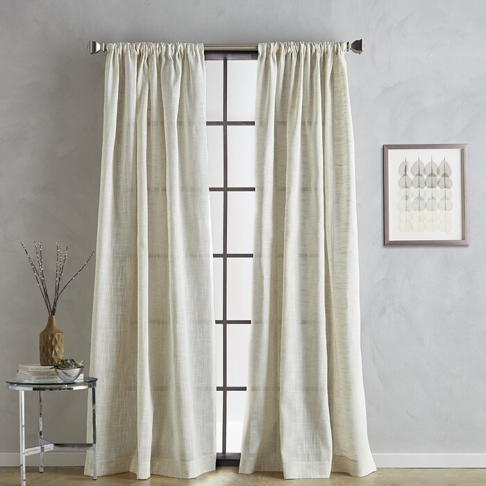 Classic Linen Solid Color Semi-Sheer Rod Pocket Panel Pair - Image 0