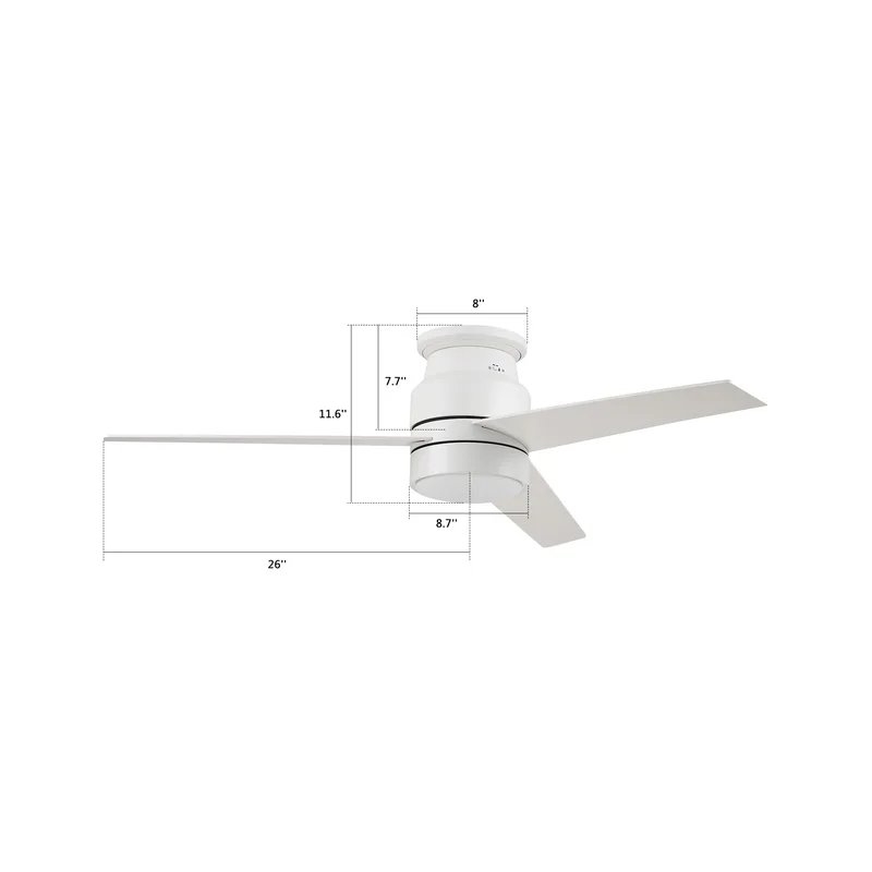 52" Betzi 3 - Blade LED Smart Propeller Ceiling Fan with Wall Control and Light Kit Included - Image 3