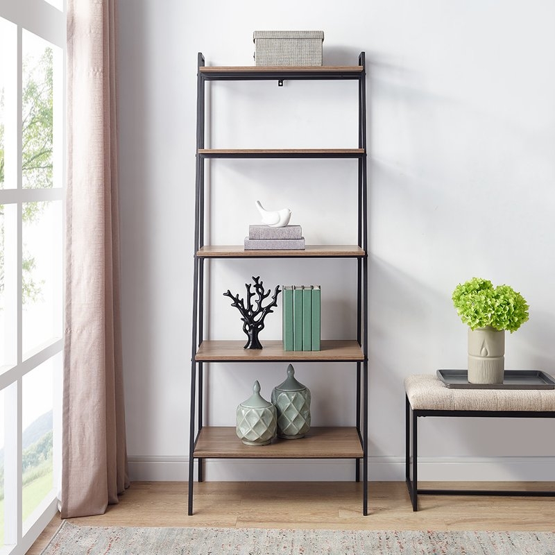 Calhoun Metal and Wood Ladder Bookcase - Image 1