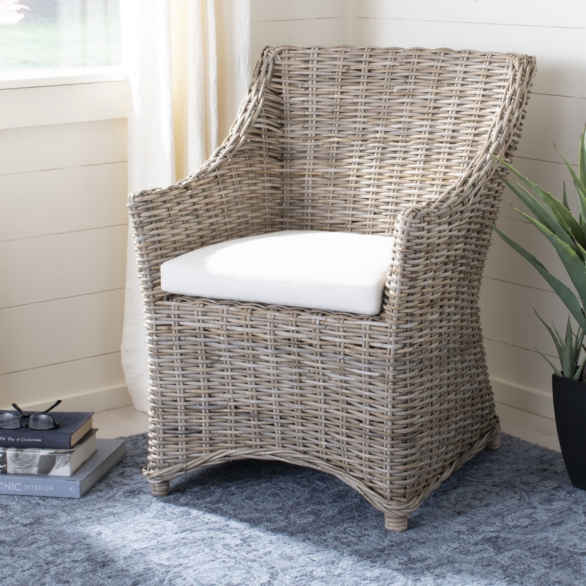Ventura Rattan Arm Chair - Brown/White - Arlo Home - Image 5