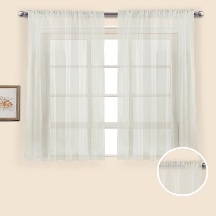 Decimus Solid Sheer Rod Pocket Curtain Panels (set of 2) - Image 0