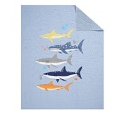 Shark Party Quilt, Twin, Navy - Image 1