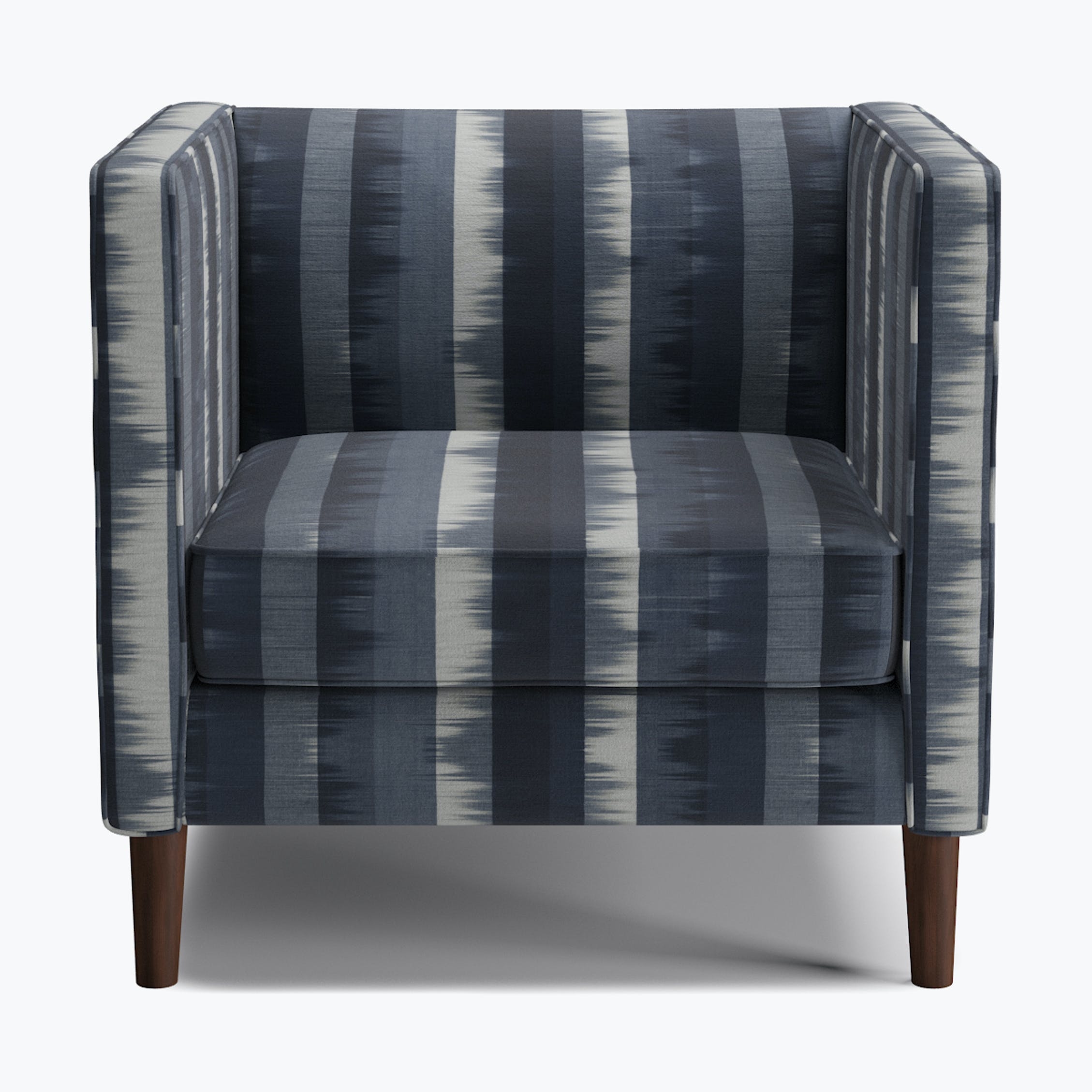 Tuxedo Chair - Indigo Ikat Stripe - Image 0