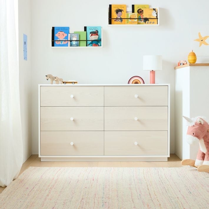Milo Two Tone Storage Dresser, Pebble + Simply White, WE Kids - Image 1