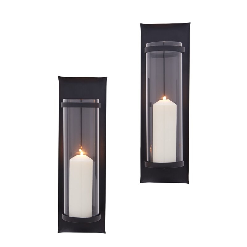 Tall Iron and Glass Wall Sconce - Image 0