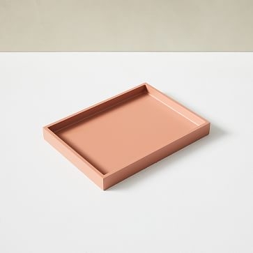 Slim Lacquer Tray, Small, Blush, Wood Composite, Small - Image 1