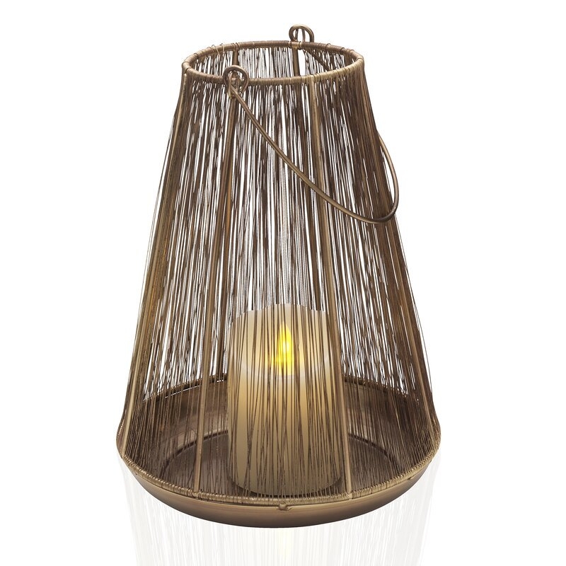 Scott Living Luxe Gold Metal Wire Lantern, 11-Inch - Image 0