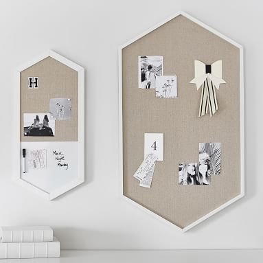 Wood Framed Hexagon Pinboard, Simply White - Image 1