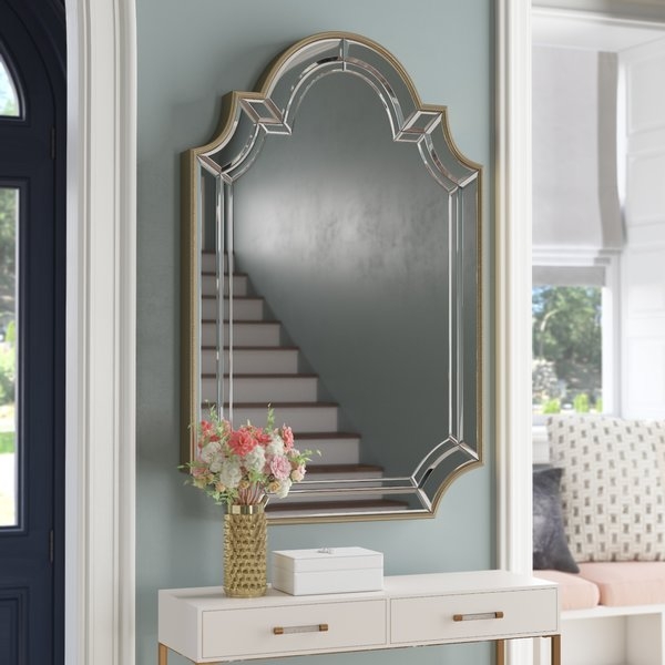 Arch/Crowned Top Champagne Wall Mirror - Image 0