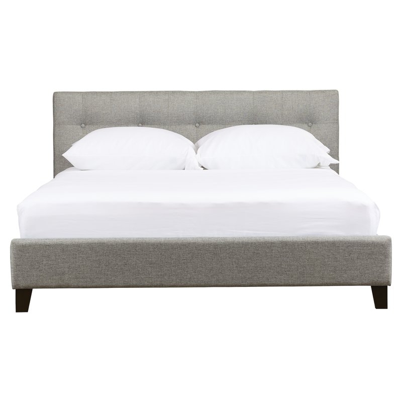 Mork Upholstered Platform Bed- Grey- Queen - Image 0