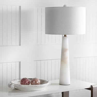 Fancher Alabaster 30" White Table Lamp - Image 0