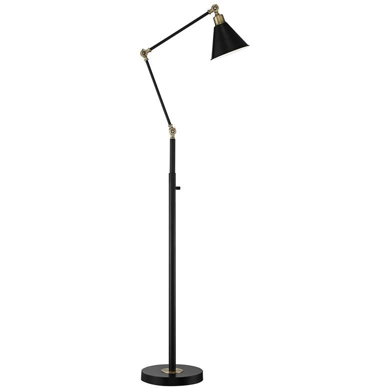Wray Black and Antique Brass Adjustable Floor Lamp - Image 3
