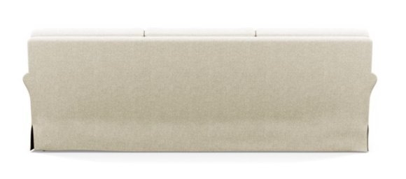 Custom Maxwell 82" Slipcovered Sofa - Vanilla Static Weave - White Oak with Antique Cap Stiletto Leg w/ Bench Cushion - Image 1