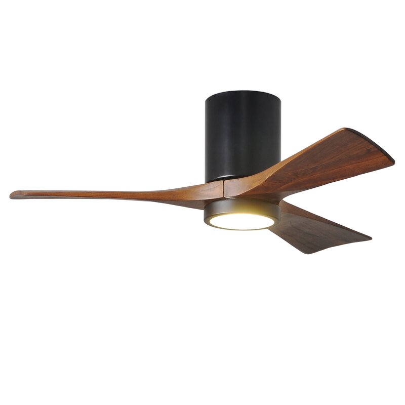 Matte Black 42" Trost 3 Blade Hugger Ceiling Fan with Wall Remote and Light Kit - Image 0