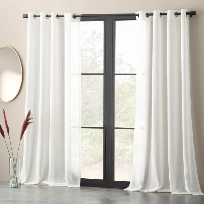 Linen Solid Color Sheer Grommet Curtain Panel - Image 0