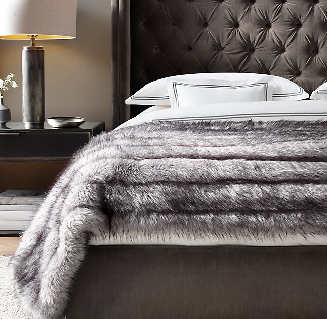 CHANNEL FAUX FUR OVERSIZED BED THROW - Image 0
