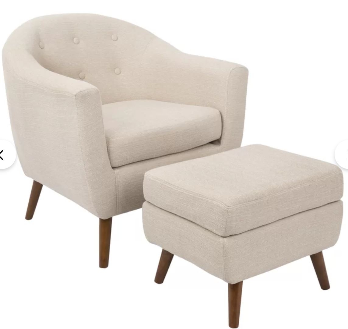 Hiltonia 31" Wide Tufted Polyester Barrel Chair and Ottoman - Image 0