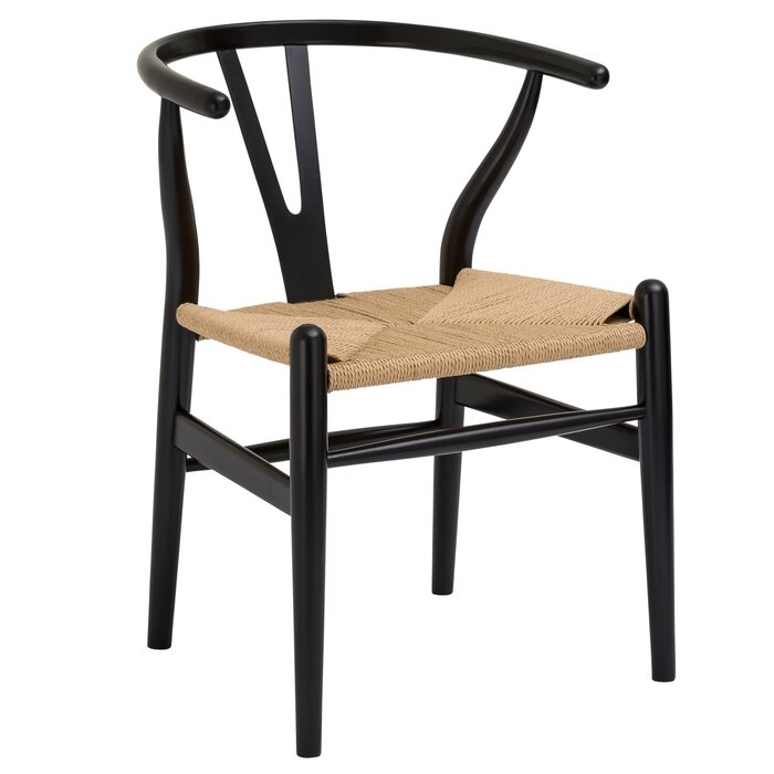 Mistana Dayanara Solid Wood Slat Back Dining Chair in Black - Image 1
