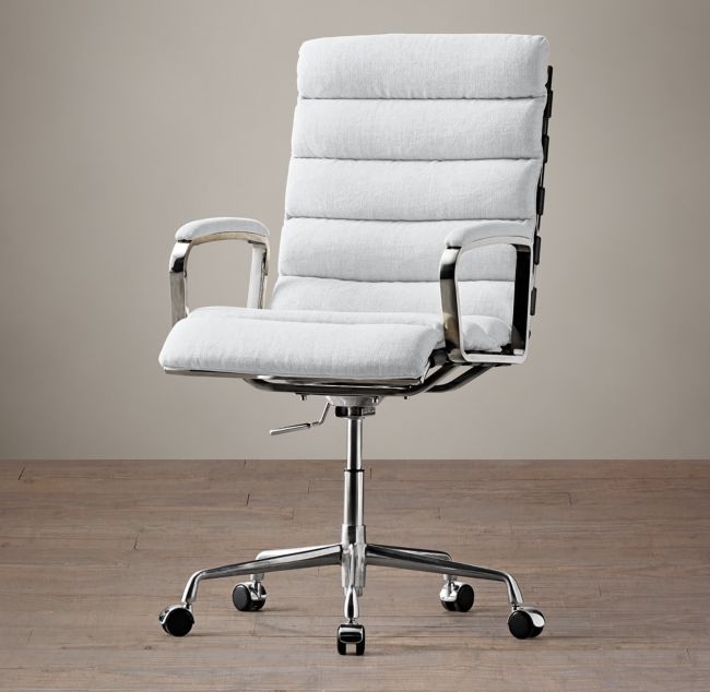 Oviedo Upholstered Desk Chair -vintage velvet white - Image 0