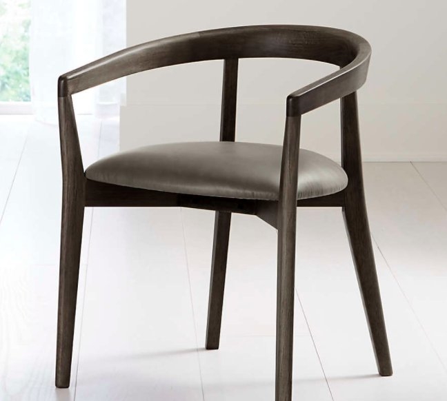 Cullen Dark Stain Stone Round Back Dining Chair - Image 0