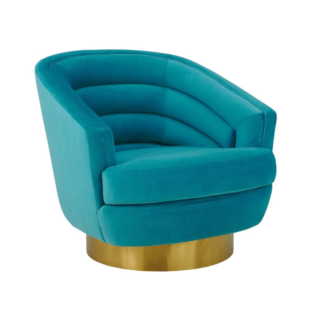 Canyon Blue Velvet Swivel Chair - Image 0