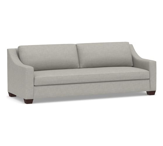 York Slope Arm Upholstered Sofa, Grand with Bench Cushion, Premium Performance Basketweave, Light Gray - Image 0