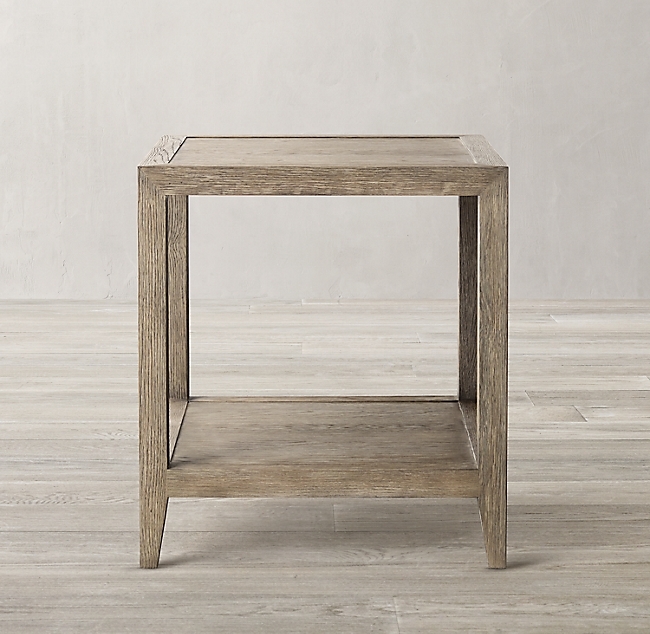 FRENCH CONTEMPORARY SQUARE SIDE TABLE_Grey Oak - Image 0