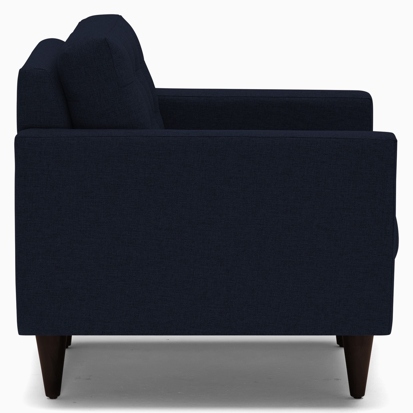 Blue Eliot Mid Century Modern Apartment Chair - Sunbrella Premier Indigo - Coffee Bean - Image 1