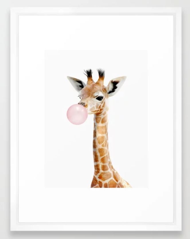 Bubble Gum Baby Giraffe Framed Art Print - Image 0