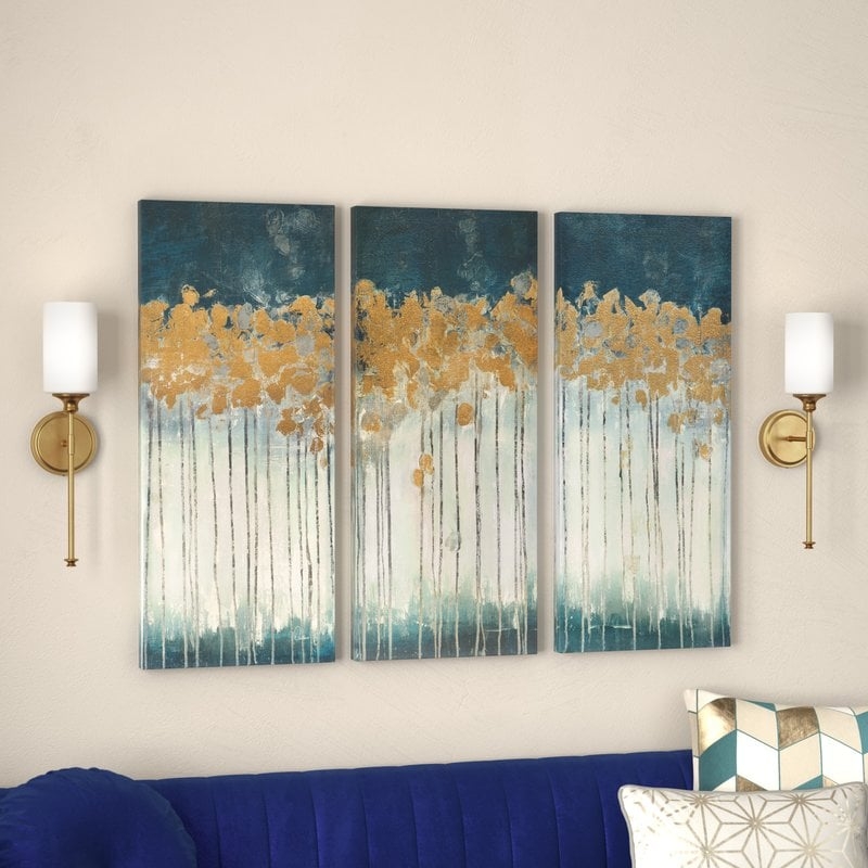 Midnight Forest - 3 Piece Wrapped Canvas Print Set - Image 1