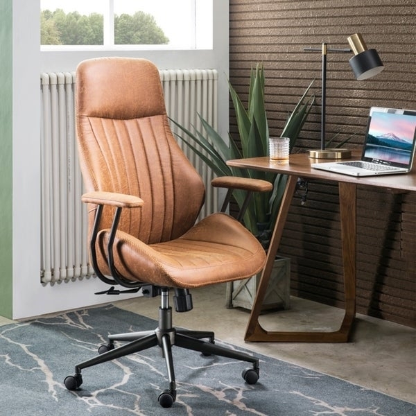 Ovios Ergonomic Office Chair Computer Desk Chair Suede Fabric Desk Chair with Lumbar Support for Executive or Home Office - Coffee - Image 0
