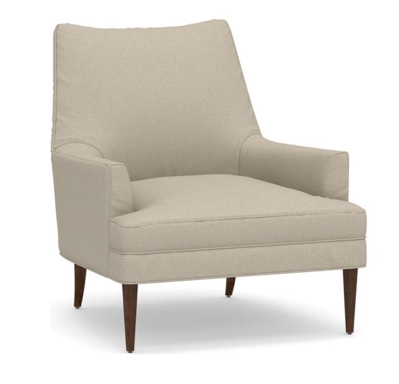 Reyes Upholstered Armchair, Polyester Wrapped Cushions, Brushed Crossweave Natural - Image 0