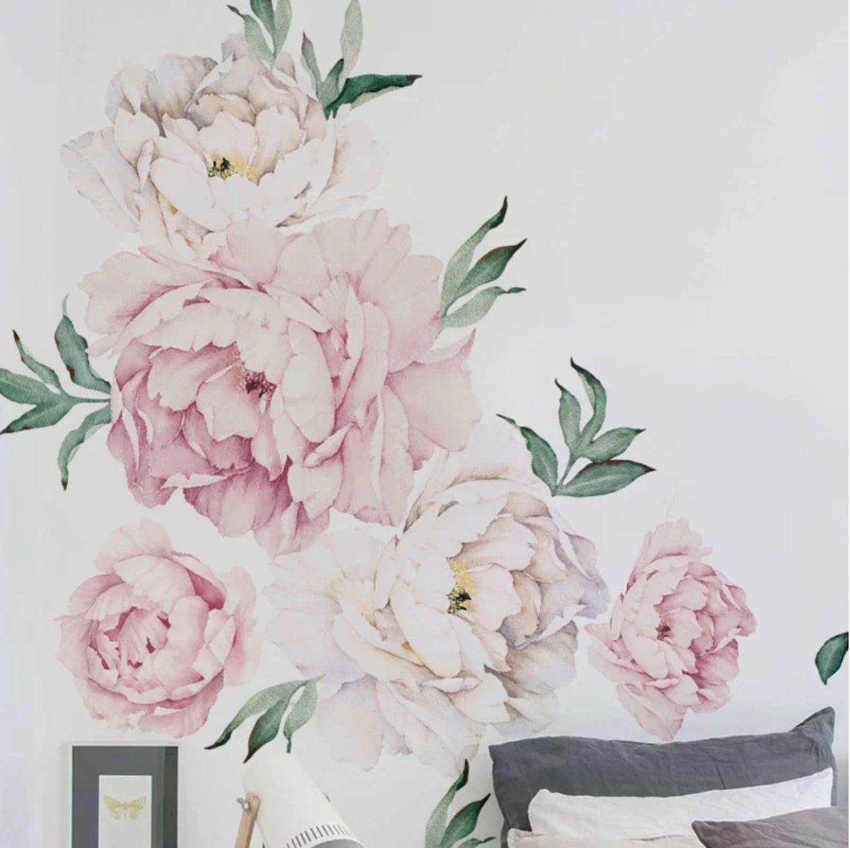 Peony Flowers Wall Decal- Vintage Pink - Image 0