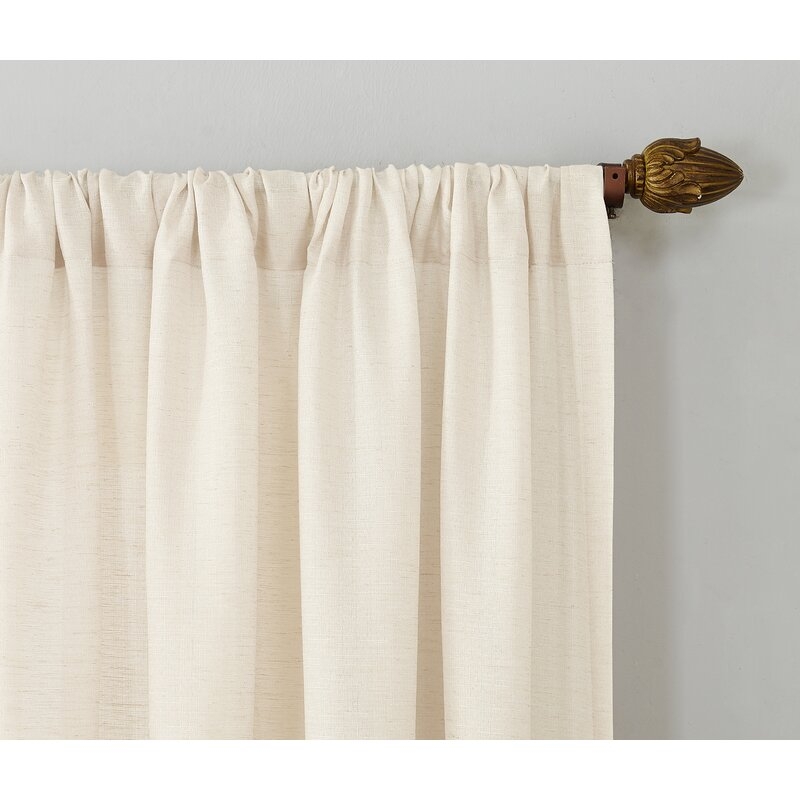 Berwick Linen Blend Solid Semi-Sheer Rod Pocket Single Curtain Panel - Image 1