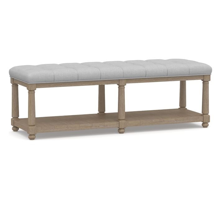 Berlin Tufted Bench, Performance Chateau Basketweave Light Gray - Image 0