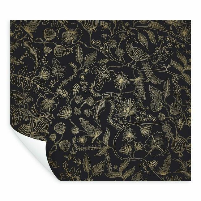 Aviary Premium Peel and Stick Wallpaper - Metalic Gold & Black - Image 2