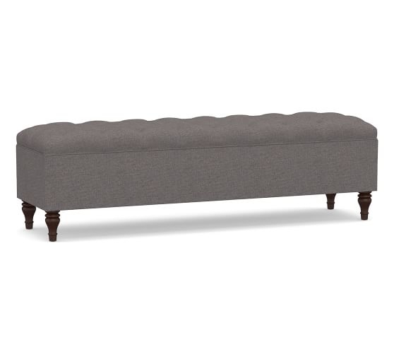 Lorraine Tufted King Storage Bench, Brushed Crossweave Charcoal - Image 0
