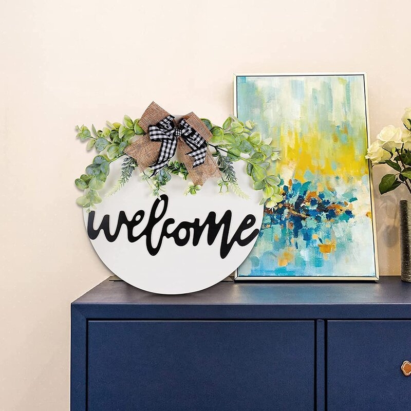 Eugeny Welcome Home Wreaths Sign For Front Door Porch Decor - Image 1
