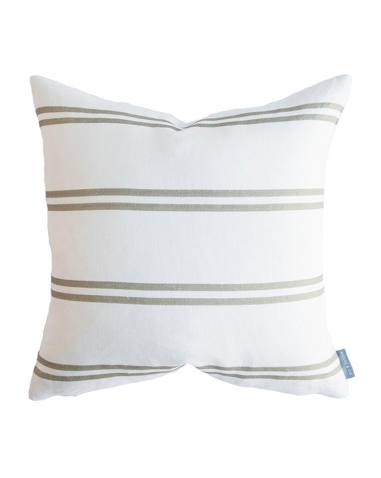 FRANKLIN OLIVE STRIPE PILLOW WITHOUT INSERT, 14" x 20" - Image 0
