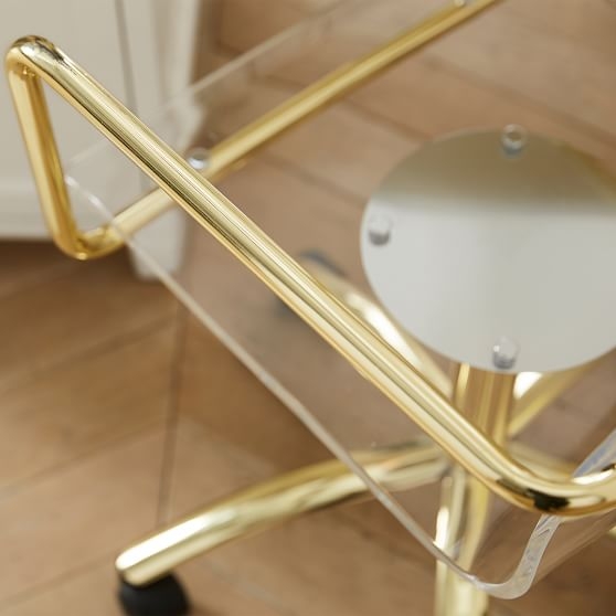 Gold Paige Acrylic Swivel Desk Chair - Image 3