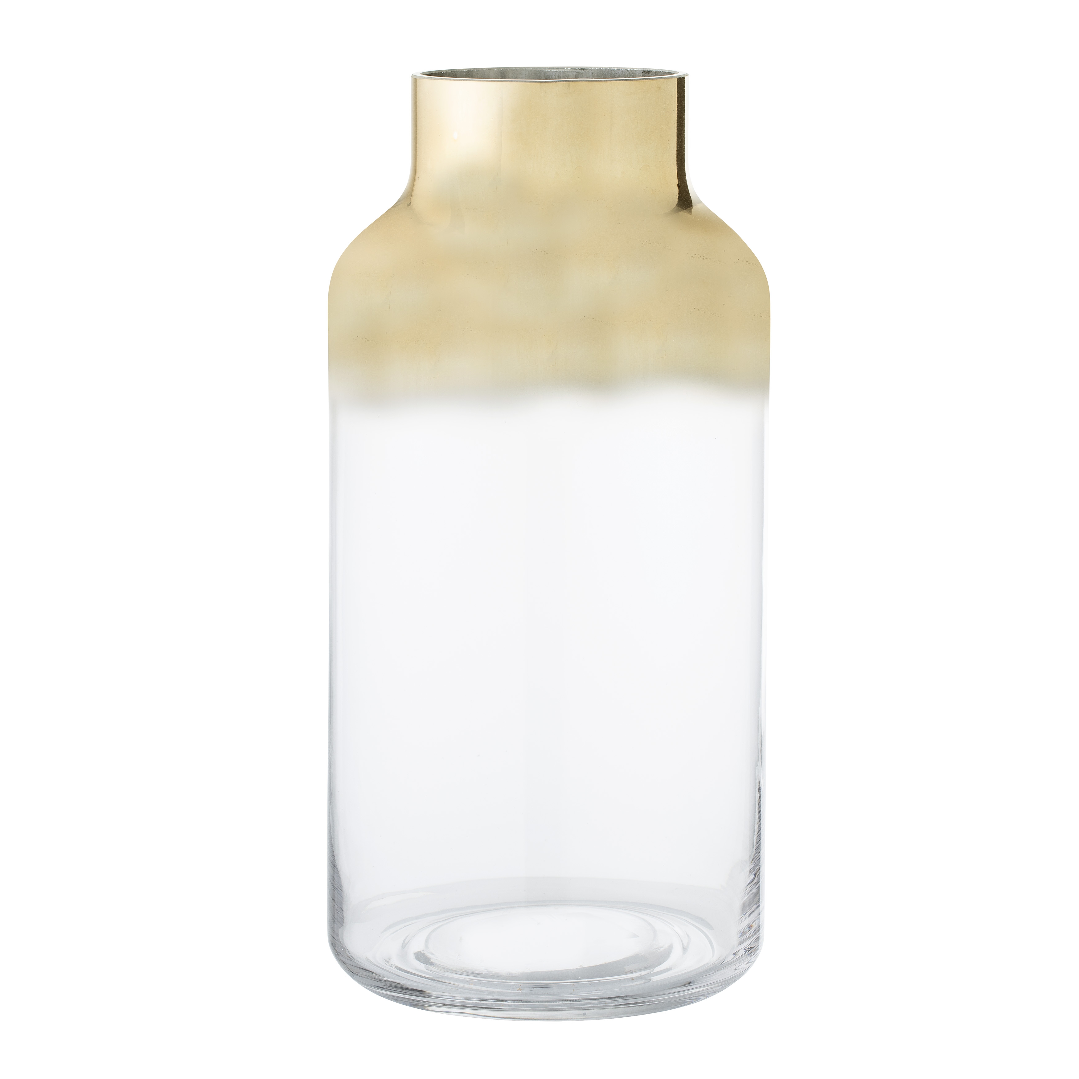 Round Glass Vase with Clear & Gold Finish - Image 0