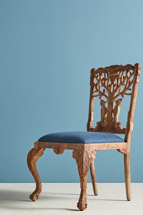 Handcarved Menagerie Woodpecker Dining Chair - Image 1