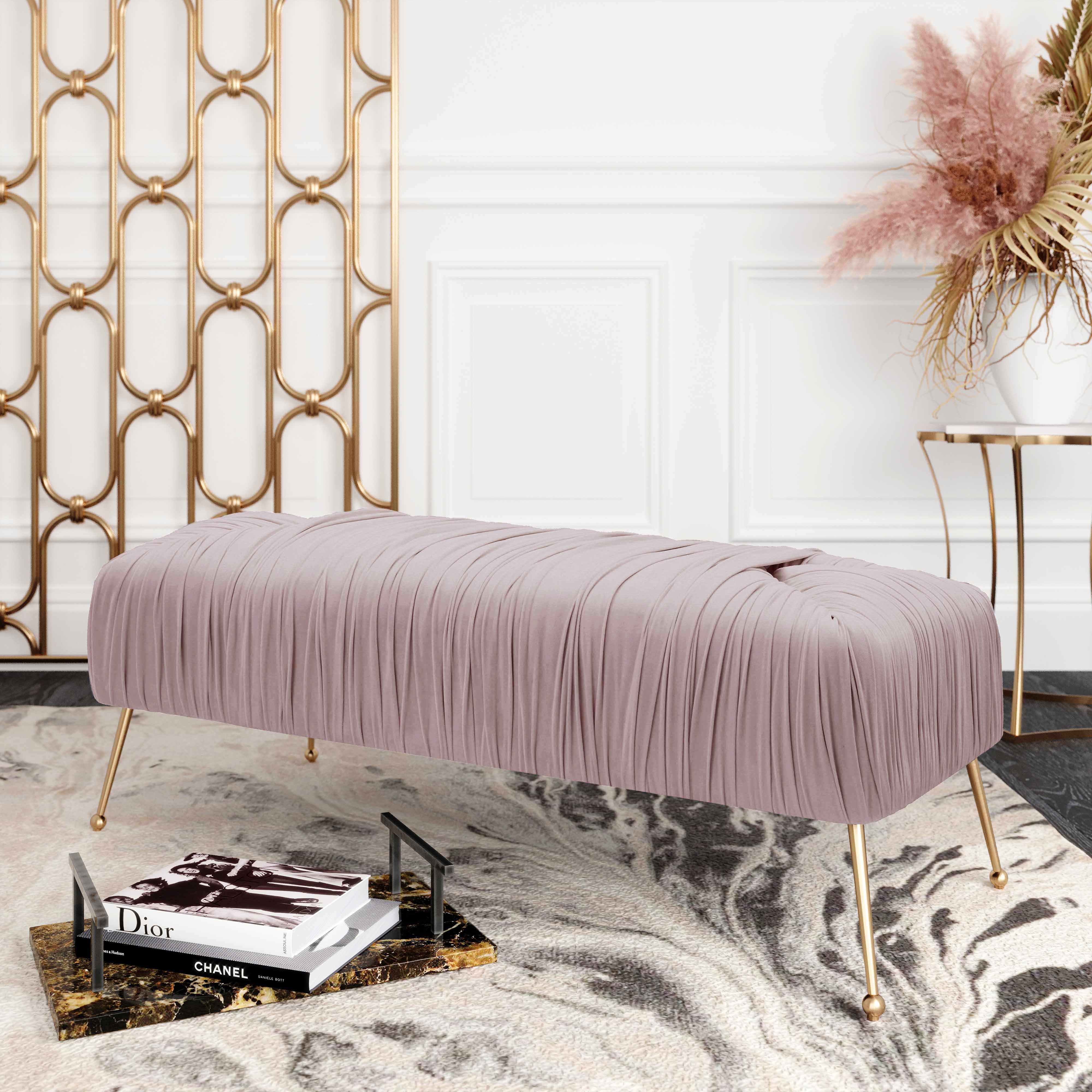 JESSICA MAUVE VELVET BENCH BY INSPIRE ME! HOME DECOR - Image 1